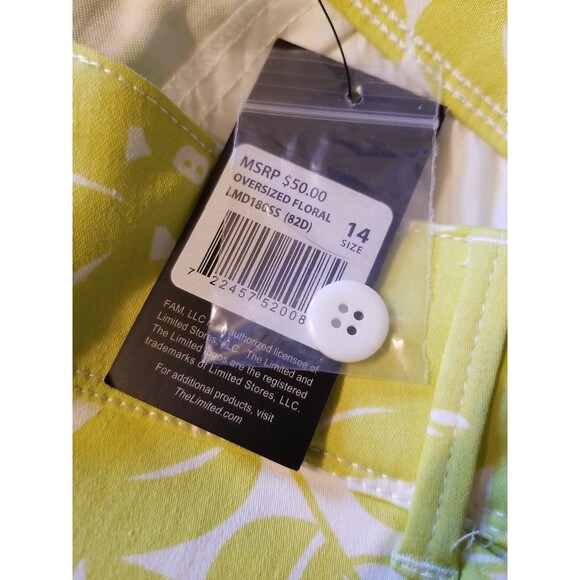 The Limited Women's Lime Green Size 14 Oversized Floral Summer Tailored Short - Picture 7 of 10